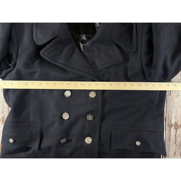 NYPD Pea Coat Double-Breasted Heavy Wool coat size 42 navy blue - Picture 6 of 8